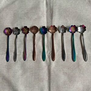 Colorful Flower Shaped Stirring Stainless Steel Spoons Set of 9
